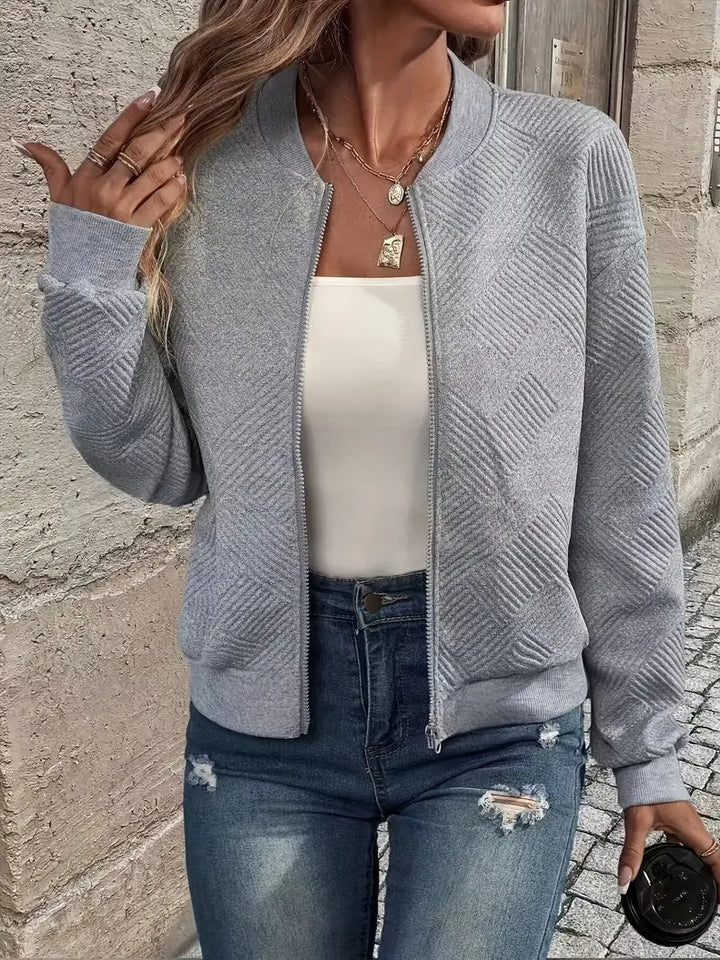 Klaudia | Sweter Rozpinany Damski z Zamkiem Strukturalny