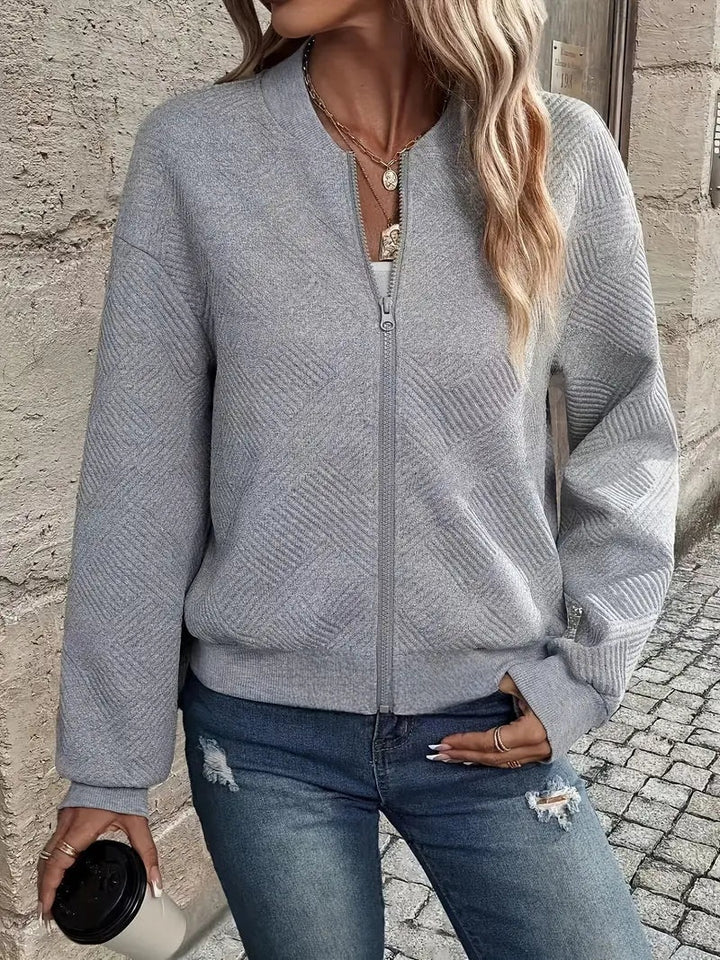 Klaudia | Sweter Rozpinany Damski z Zamkiem Strukturalny
