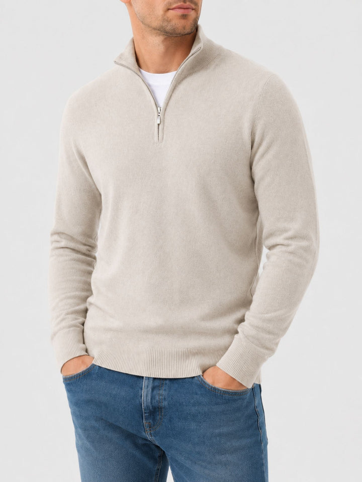 Krzysztof | Sweter Wełniany Męski z Zamkiem Quarter Zip