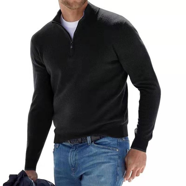 Krzysztof | Sweter Wełniany Męski z Zamkiem Quarter Zip