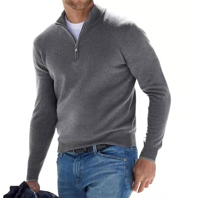 Krzysztof | Sweter Wełniany Męski z Zamkiem Quarter Zip