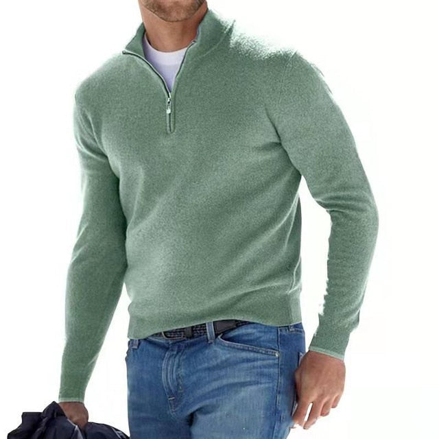 Krzysztof | Sweter Wełniany Męski z Zamkiem Quarter Zip