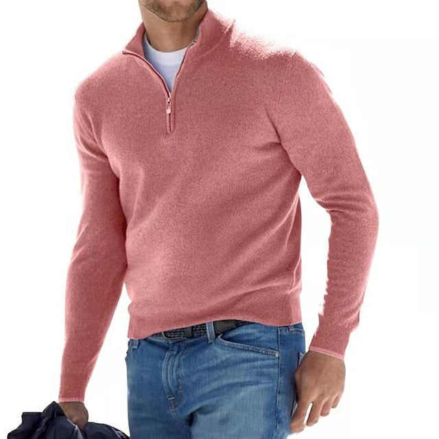 Krzysztof | Sweter Wełniany Męski z Zamkiem Quarter Zip