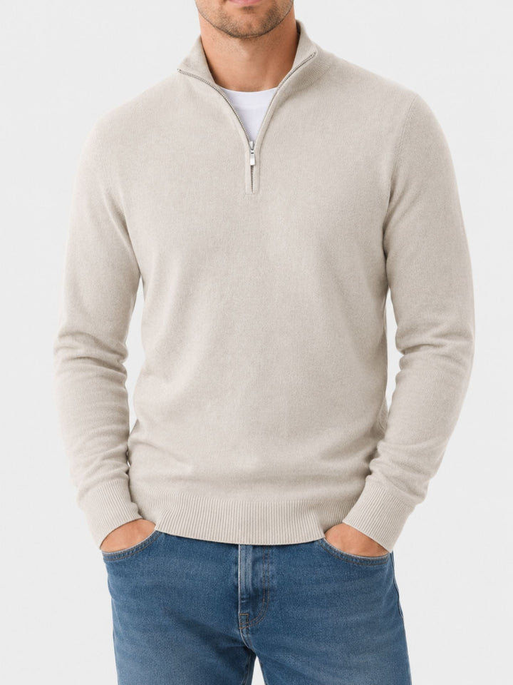 Krzysztof | Sweter Wełniany Męski z Zamkiem Quarter Zip