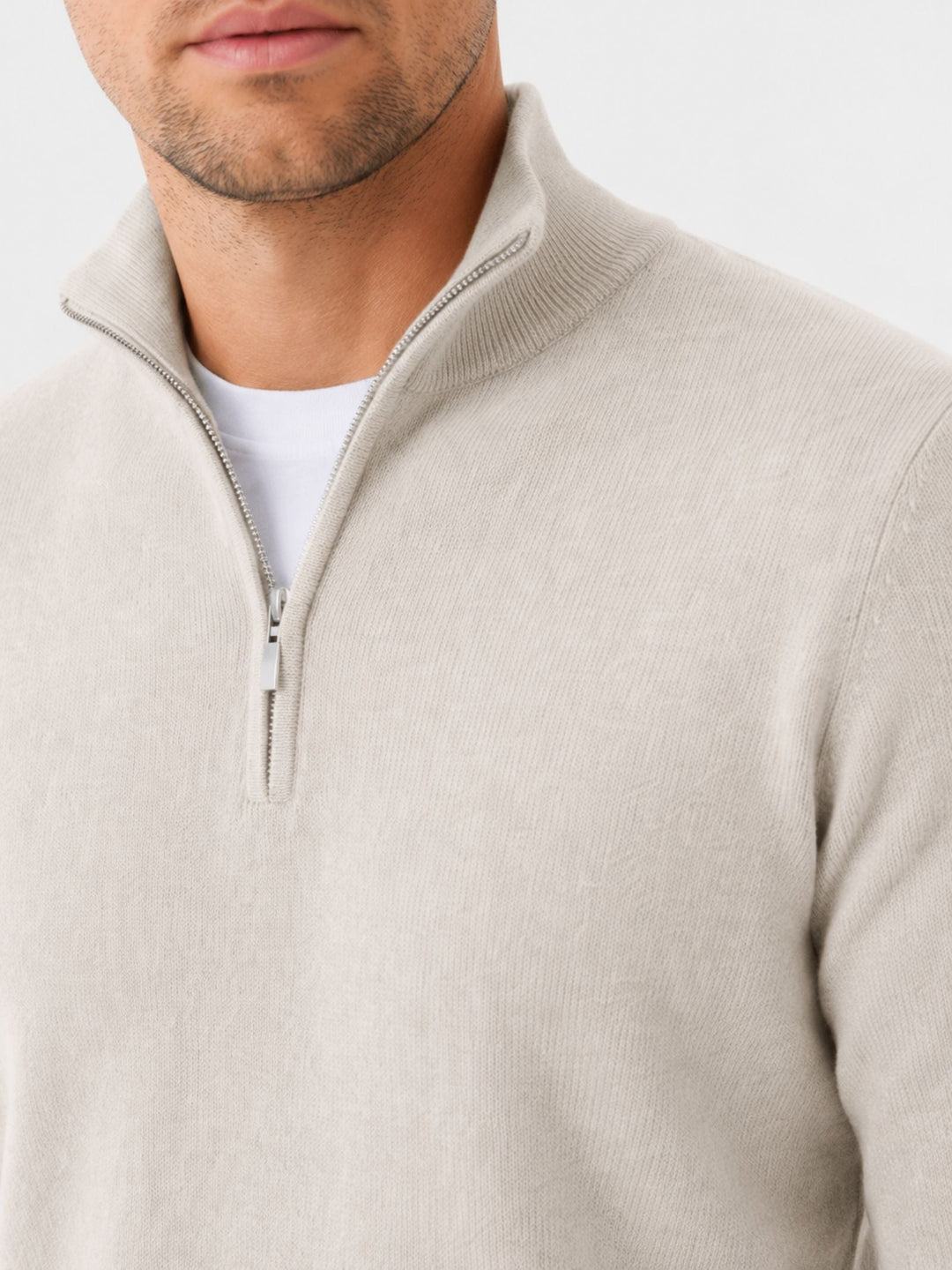 Krzysztof | Sweter Wełniany Męski z Zamkiem Quarter Zip