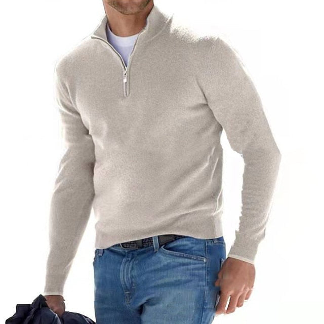 Krzysztof | Sweter Wełniany Męski z Zamkiem Quarter Zip