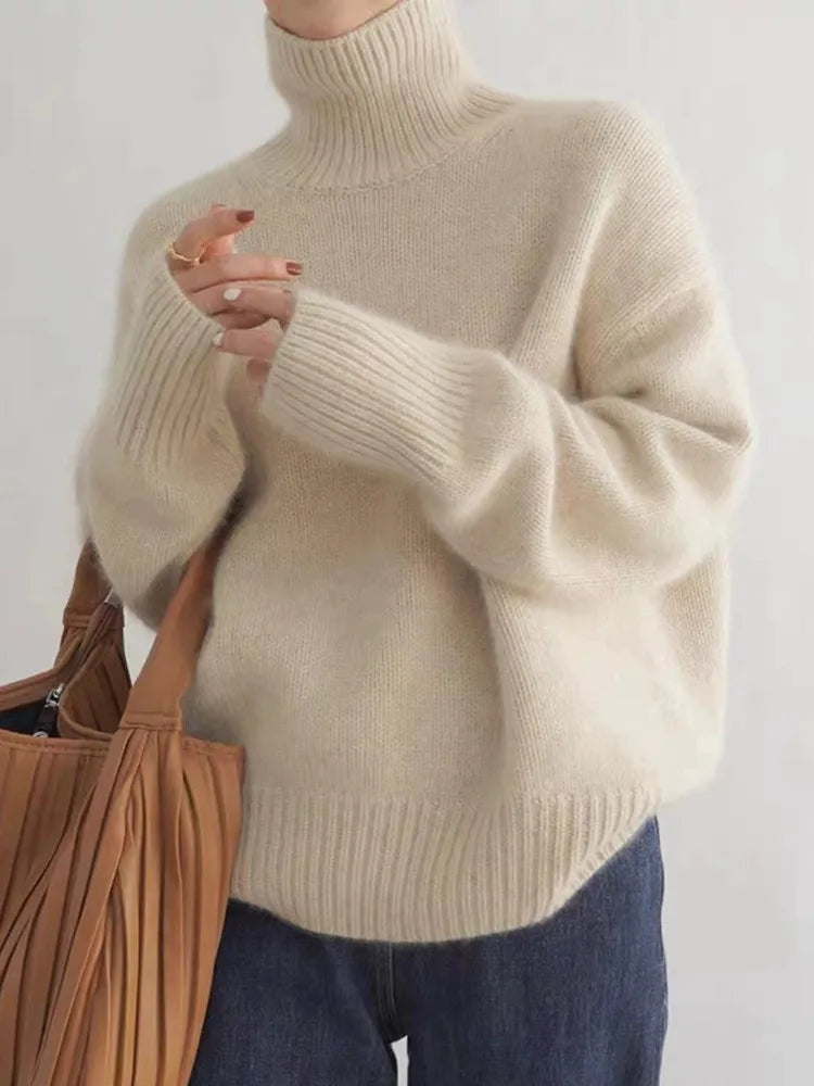 Lena | Sweter Kaszmirowy Damski Golf Oversize