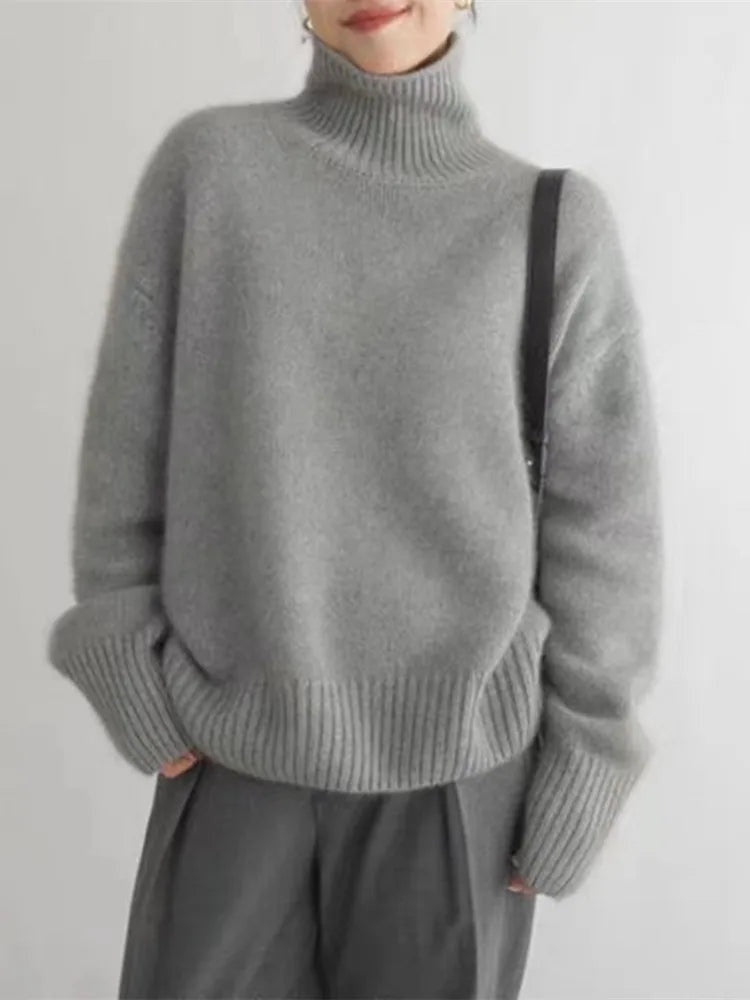 Lena | Sweter Kaszmirowy Damski Golf Oversize
