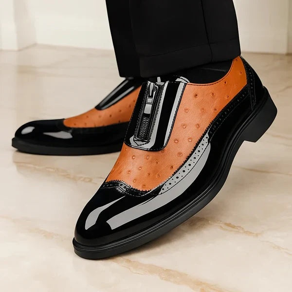 Marek | Buty Oxford Skórzane Męskie Brogue Zamek