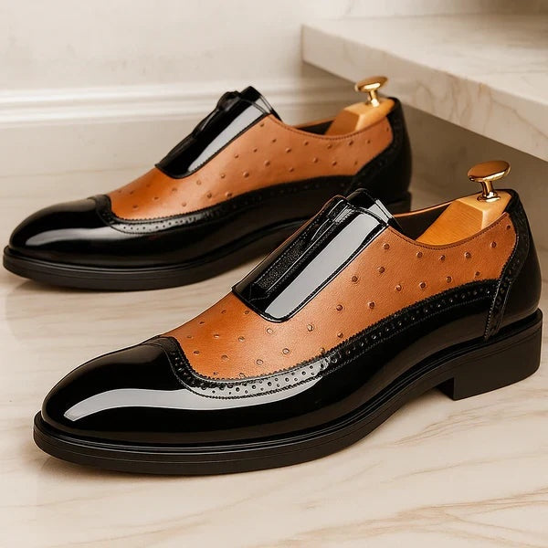 Marek | Buty Oxford Skórzane Męskie Brogue Zamek