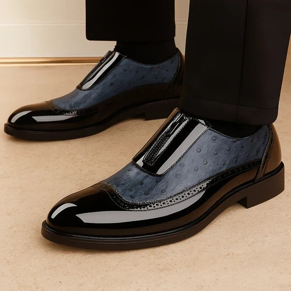 Marek | Buty Oxford Skórzane Męskie Brogue Zamek