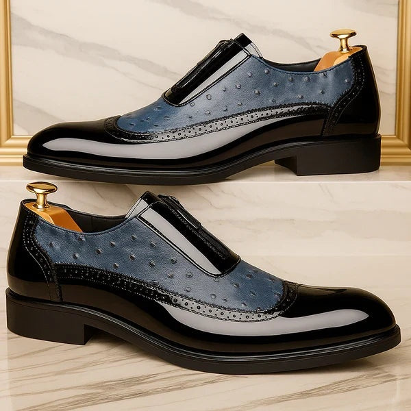 Marek | Buty Oxford Skórzane Męskie Brogue Zamek