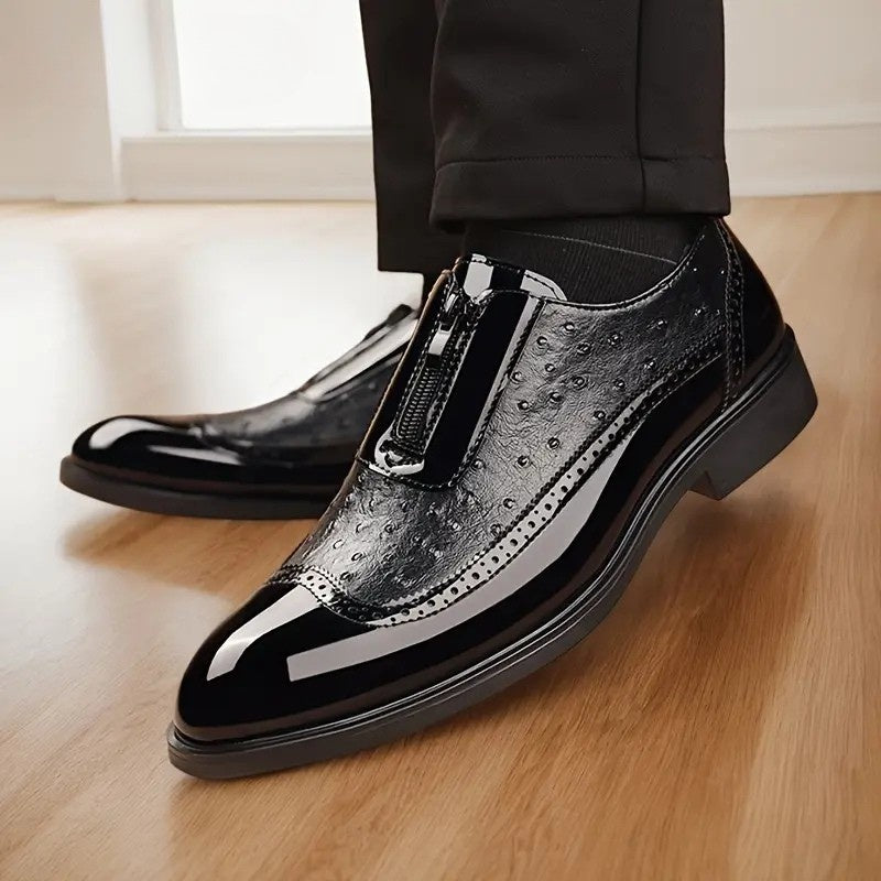 Marek | Buty Oxford Skórzane Męskie Brogue Zamek