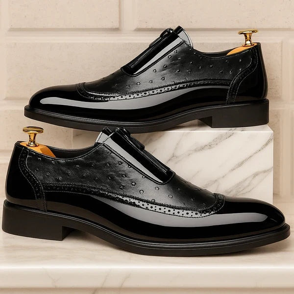 Marek | Buty Oxford Skórzane Męskie Brogue Zamek