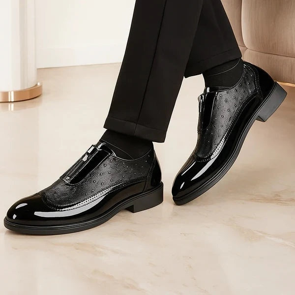 Marek | Buty Oxford Skórzane Męskie Brogue Zamek