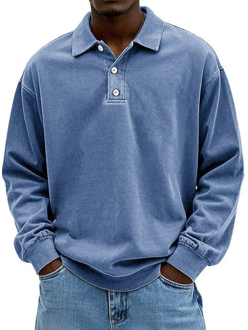 Marek | Sweter Polo Męski z Długim Rękawem Oversize