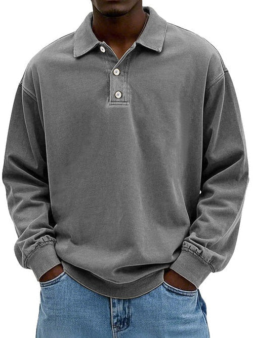 Marek | Sweter Polo Męski z Długim Rękawem Oversize