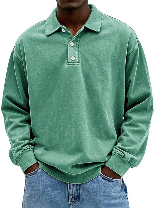 Marek | Sweter Polo Męski z Długim Rękawem Oversize
