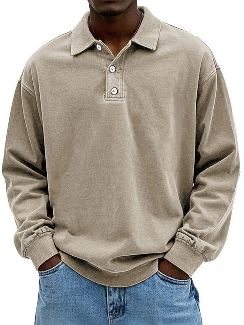 Marek | Sweter Polo Męski z Długim Rękawem Oversize
