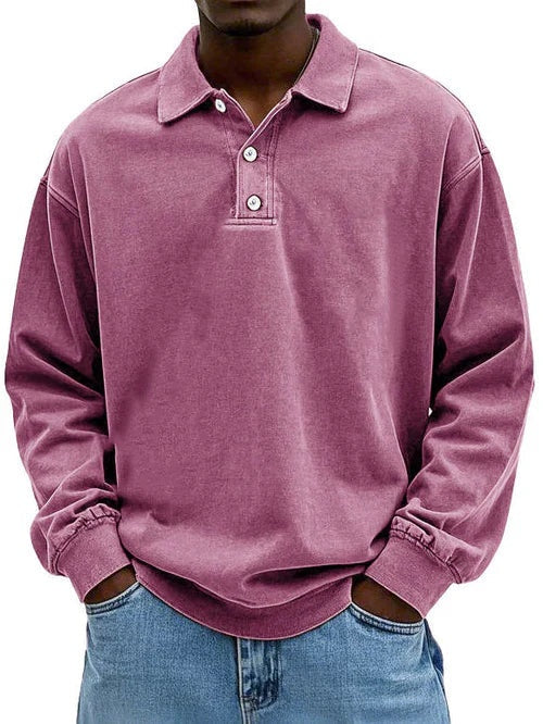 Marek | Sweter Polo Męski z Długim Rękawem Oversize