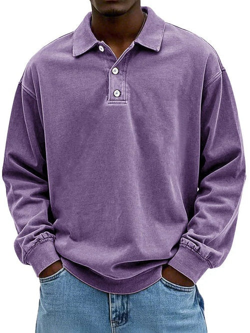 Marek | Sweter Polo Męski z Długim Rękawem Oversize