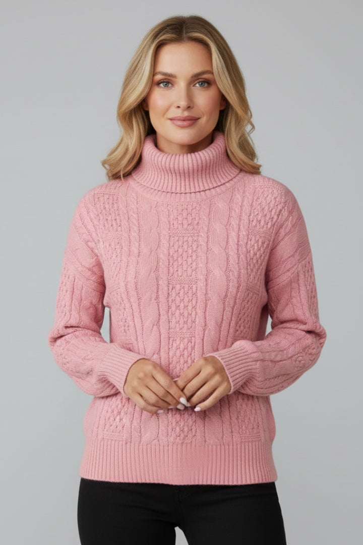 Marta | Sweter Damski z Zamkiem Tekstura w Warkocze