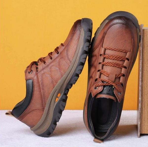 Michał | Buty Skórzane Męskie na Jesień Sznurowane Podeszwa Antypoślizgowa