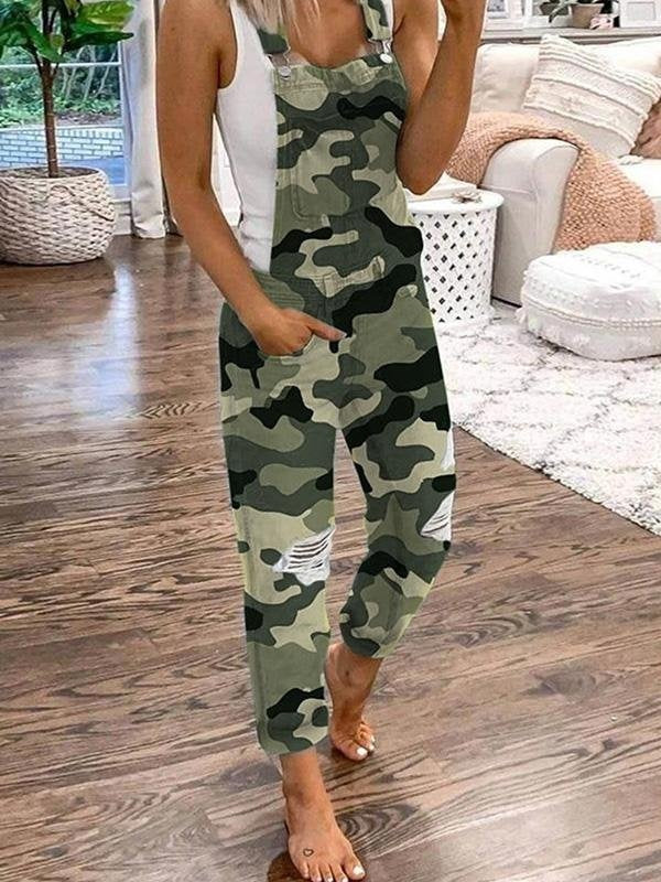 Milena | Kombinezon Jeansowy z Dziurami Damski Szelki