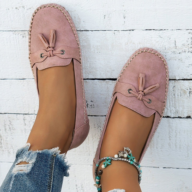 Natalia | Buty Zamszowe Damskie na Jesień Loafersy z Frędzlami