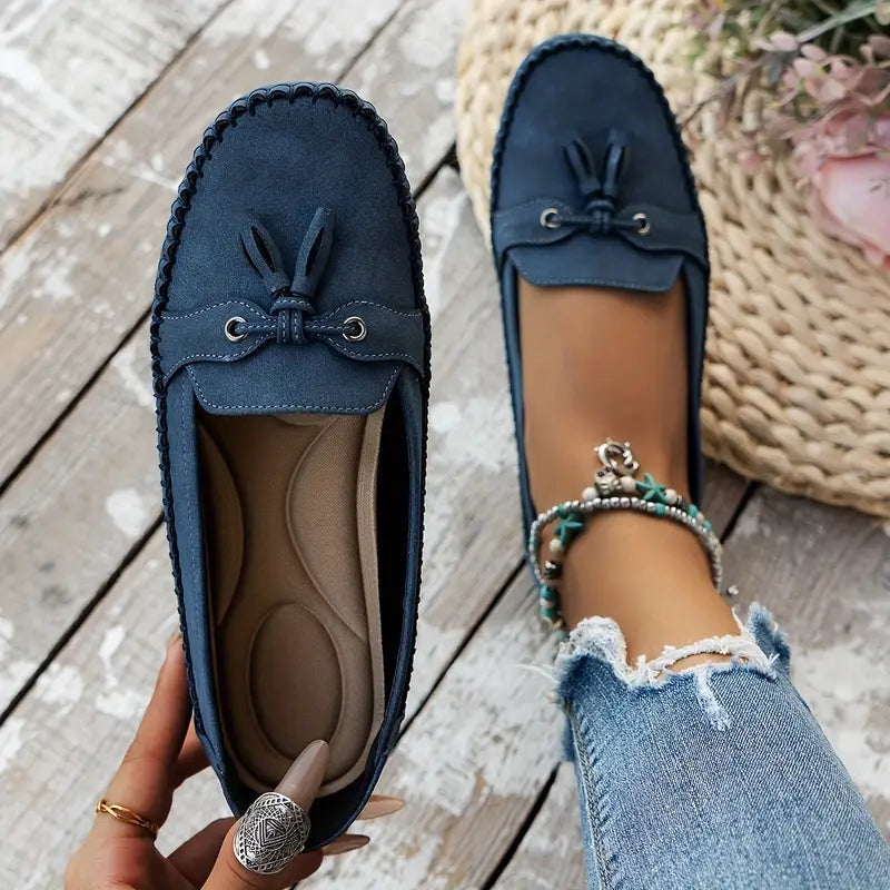 Natalia | Buty Zamszowe Damskie na Jesień Loafersy z Frędzlami