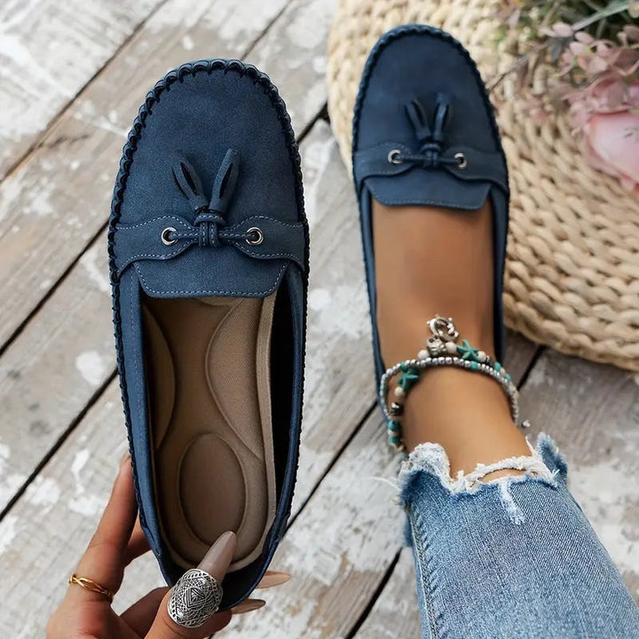 Natalia | Buty Zamszowe Damskie na Jesień Loafersy z Frędzlami