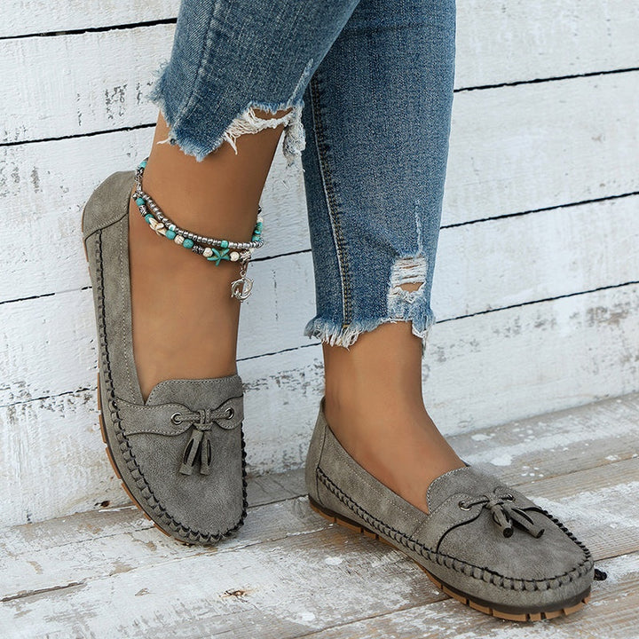 Natalia | Buty Zamszowe Damskie na Jesień Loafersy z Frędzlami