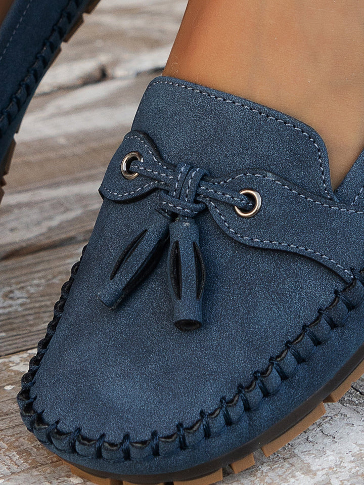 Natalia | Buty Zamszowe Damskie na Jesień Loafersy z Frędzlami