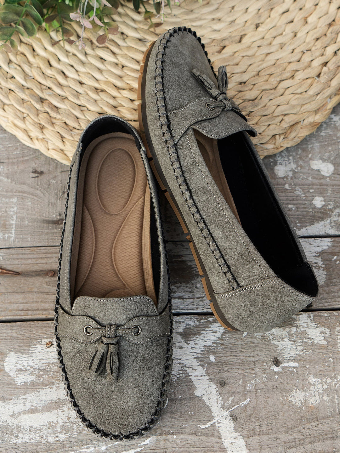Natalia | Buty Zamszowe Damskie na Jesień Loafersy z Frędzlami