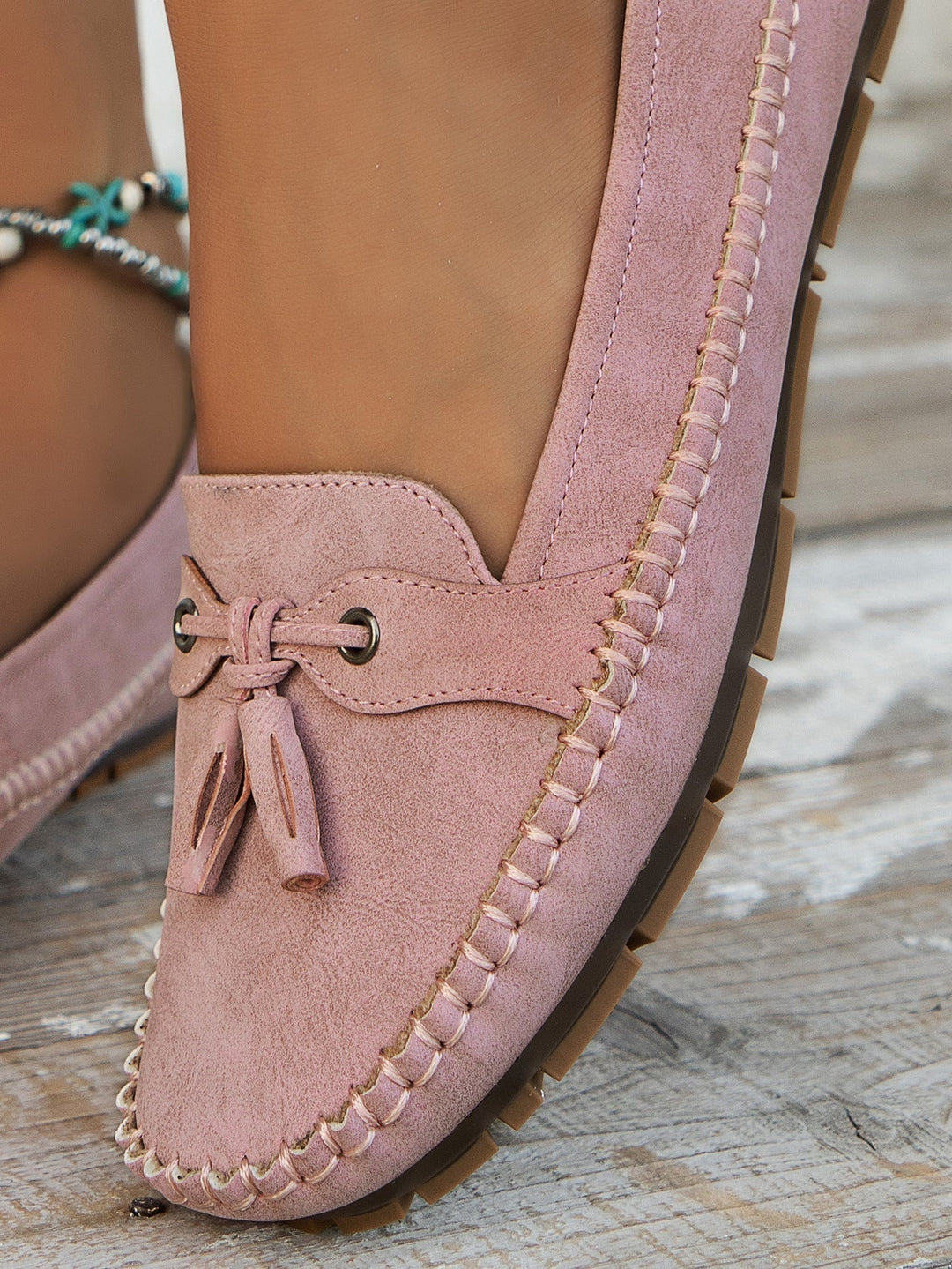 Natalia | Buty Zamszowe Damskie na Jesień Loafersy z Frędzlami