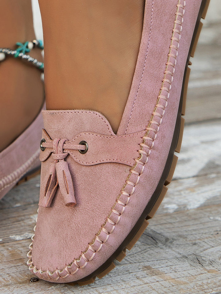 Natalia | Buty Zamszowe Damskie na Jesień Loafersy z Frędzlami