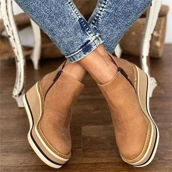 Paulina | Botki na Platformie i Koturnie Damskie Jesienne Zamek