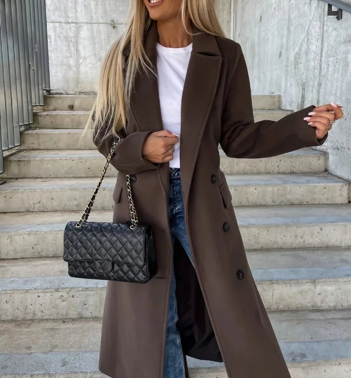 Paulina | Płaszcz Wełniany Damski Długi Elegancki