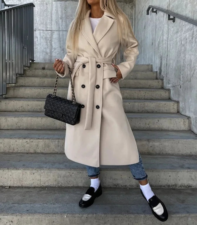 Paulina | Płaszcz Wełniany Damski Długi Elegancki