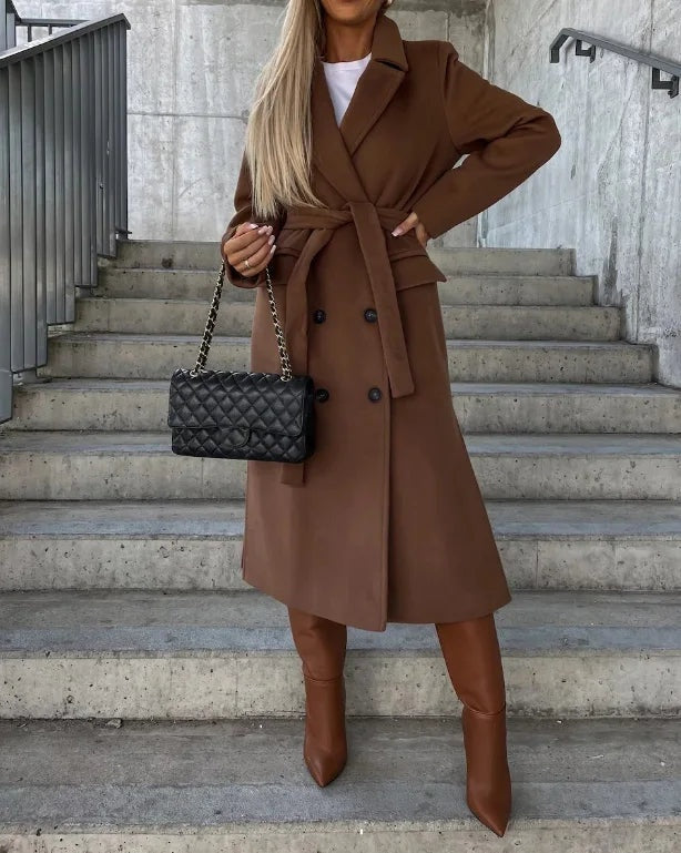 Paulina | Płaszcz Wełniany Damski Długi Elegancki