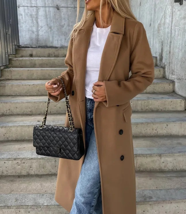 Paulina | Płaszcz Wełniany Damski Długi Elegancki