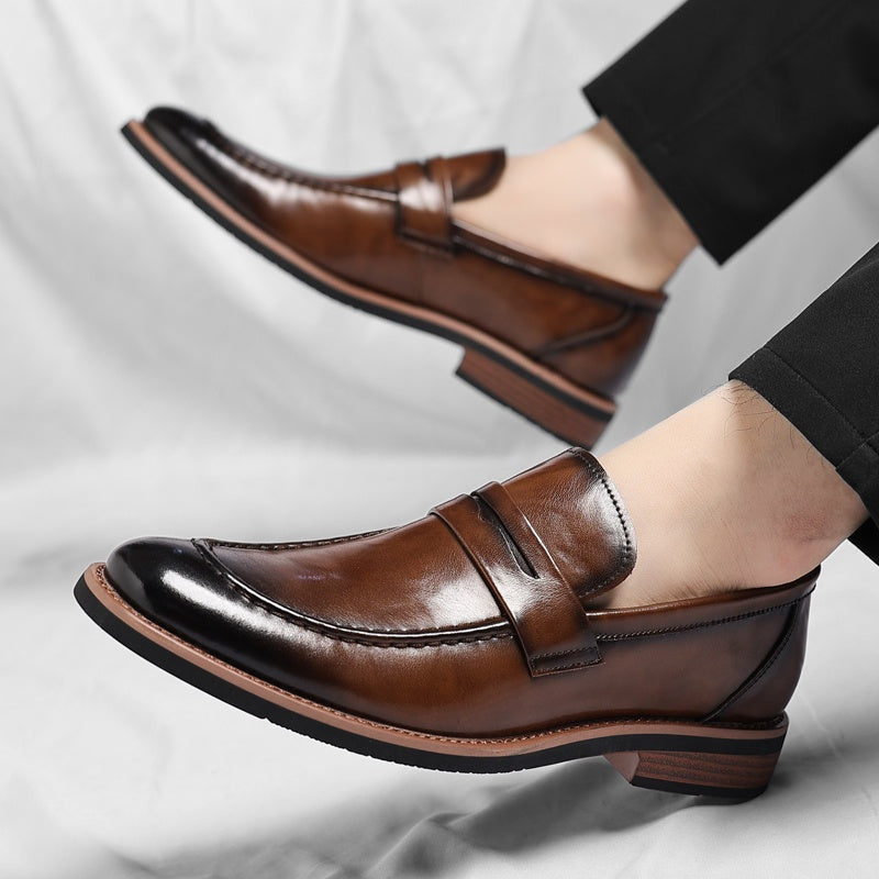 Paweł | Buty Skórzane Loafersy na Jesień Męskie Penny