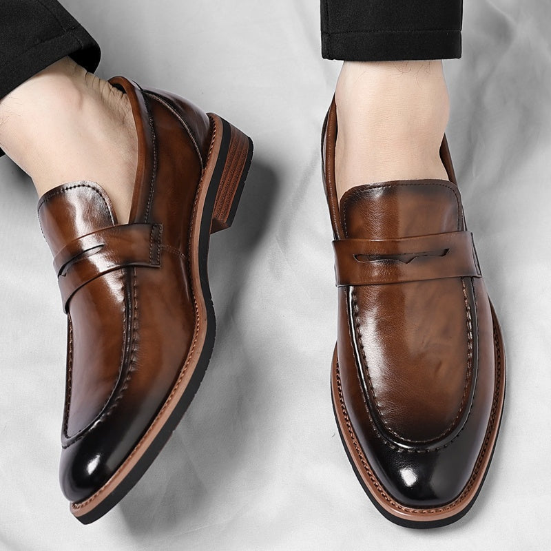Paweł | Buty Skórzane Loafersy na Jesień Męskie Penny