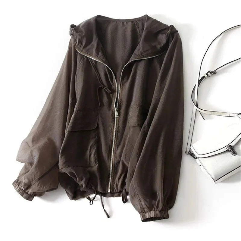 Pola | Bluza z Kapturem Damska na Zamek Oversize