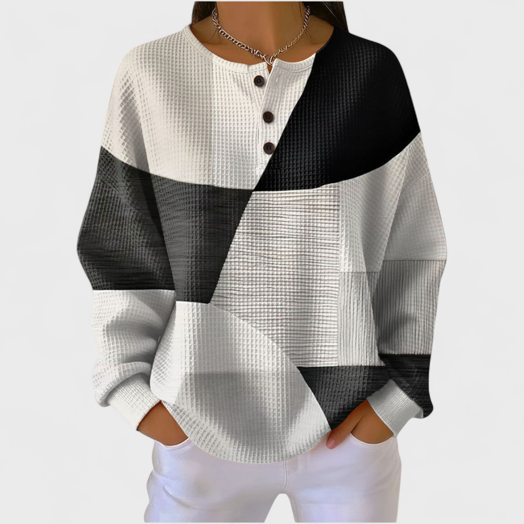 Sylwia | Sweter Damski Oversize z Wzorem Geometrycznym Długi Rękaw