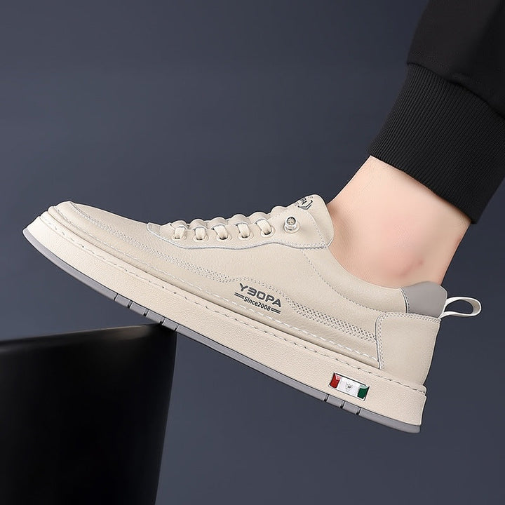 Szymon | Skórzane Trampki Męskie Buty Sportowe Gruba Podeszwa