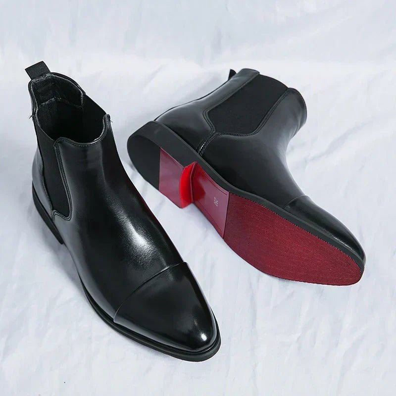 Szymon | Sztyblety Skórzane Chelsea Boots Męskie