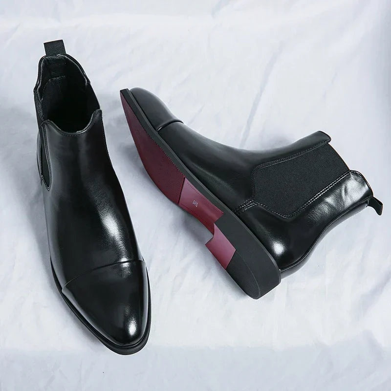 Szymon | Sztyblety Skórzane Chelsea Boots Męskie