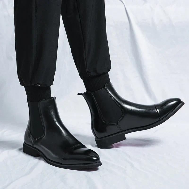Szymon | Sztyblety Skórzane Chelsea Boots Męskie