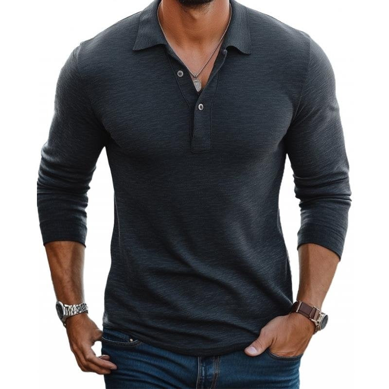 Tomasz | Polo Męski z Długim Rękawem Slim Fit